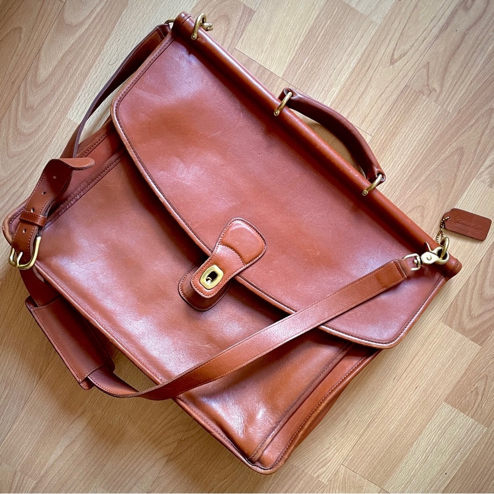 Coach Brown Leather Satchel with Gold Accents